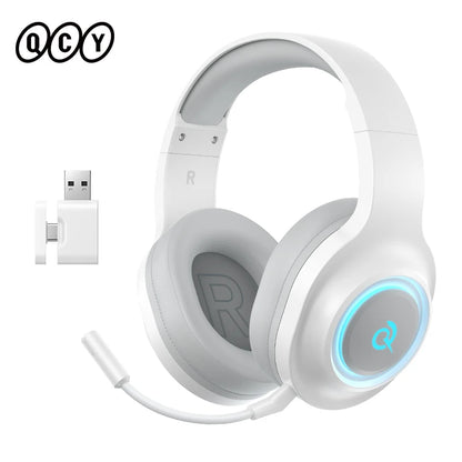 QCY Heroad V200 Gaming Over Ear Headphone Wireless Bluetooth 6.0 with Mic 50mm Driver 7.1 Surround Sound Dynamic EQ RGB Headset