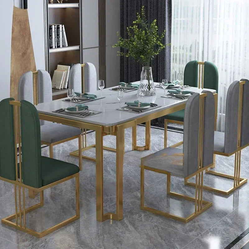 Flexible Luxury Table Chairs Modern Leg Metal Design Rectangular Dining Table Space Saving Funky Table A Manger Unique Furniture