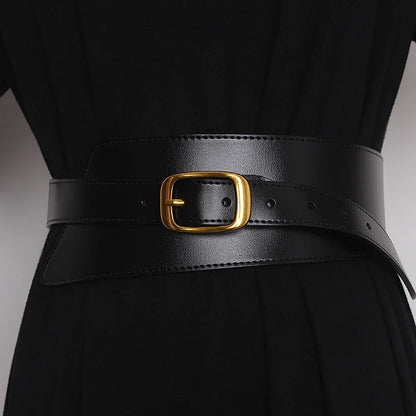 Women's Coat Wide Waistband Genuine Leather Cummerbunds Female Dress Corsets Versatile Waist Belts Decoration Wide Belt...