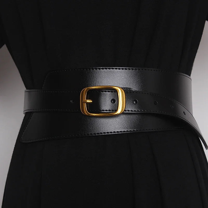 Women's Coat Wide Waistband Genuine Leather Cummerbunds Female Dress Corsets Versatile Waist Belts Decoration Wide Belt...