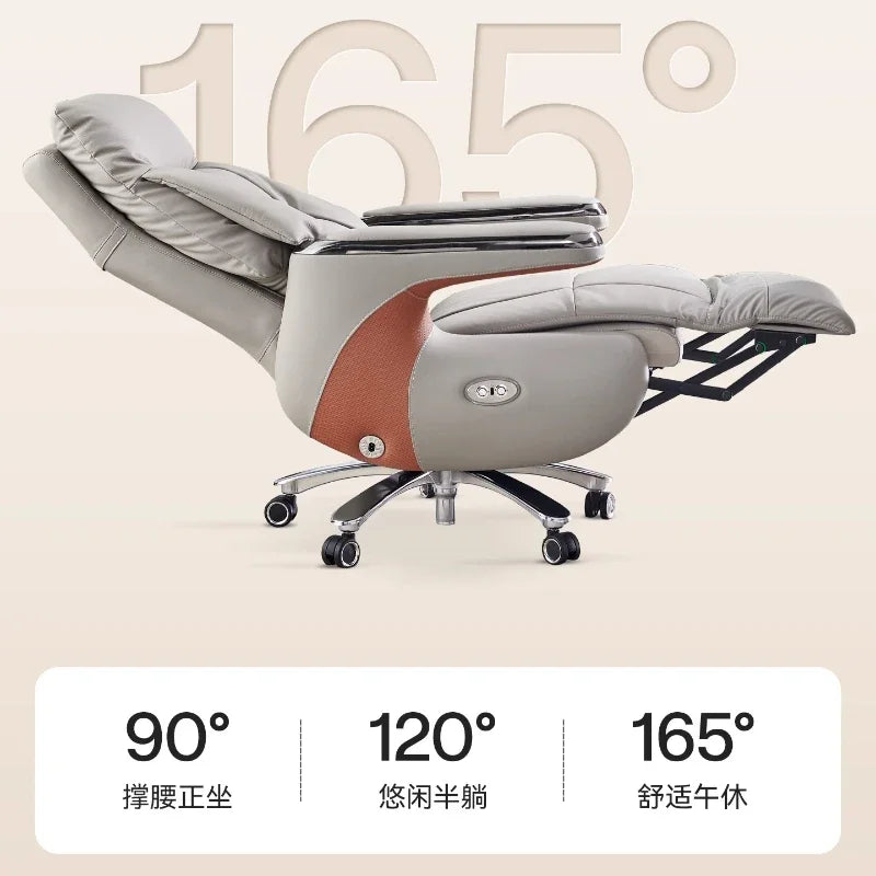 Electric Massage Boss Chair Heated Ventilated Gaming Chair Genuine Leather Executive Computer Seat Luxury Ergonomic Office Chair