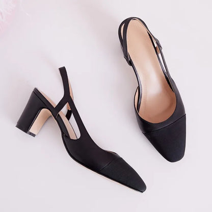 LeShion Of Chanmeb 33-43 Women Luxury Brand Designer Shoes Woman High Heeled Genuine Leather Slingbacks Beige Nude Pumps Classic - Kimlud