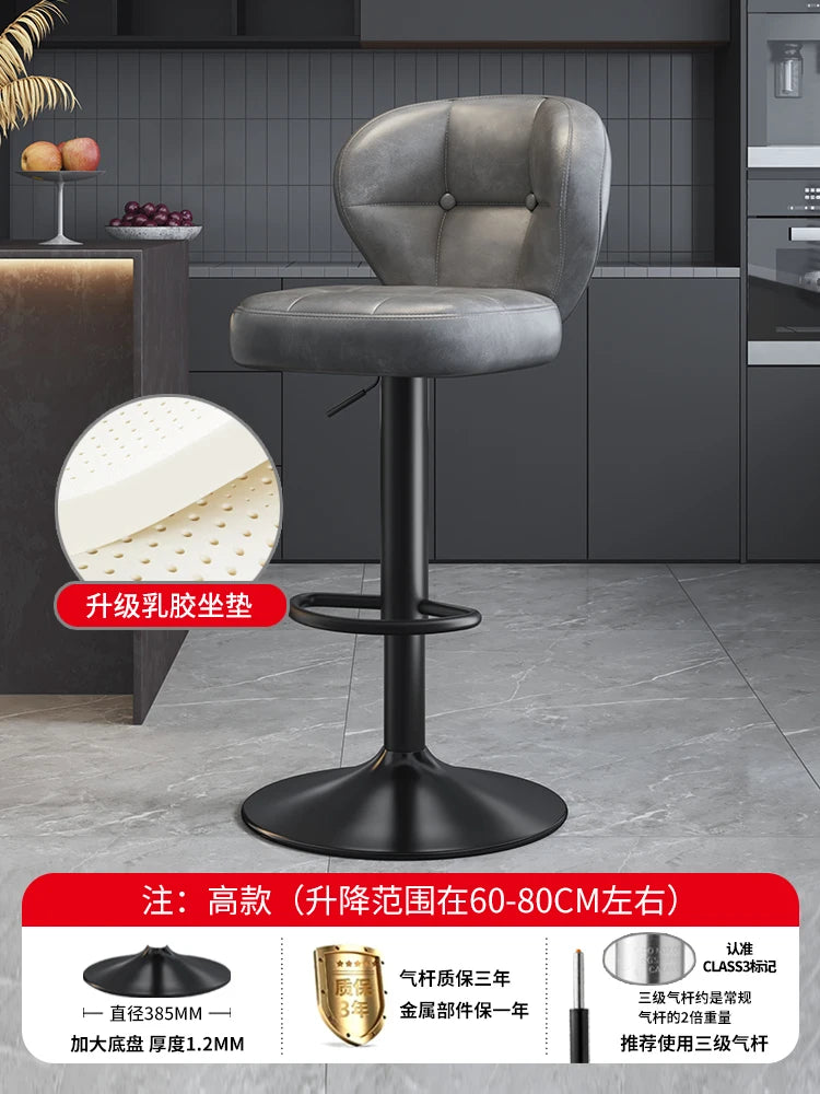 Leather Luxury Designer Bar Stools Minimalist Nordic Counter Gaming Bar Chairs With Back Comfortable Cadeira Trendy Furniture - Kimlud