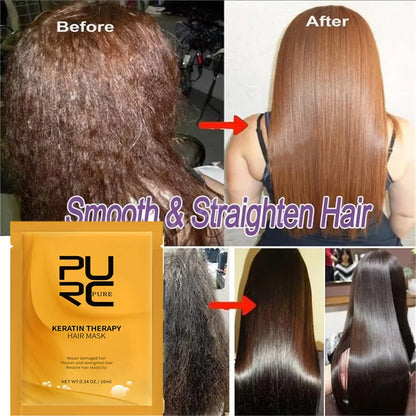 PURC 8 Seconds Hair Mask Smoothing Straightening Keratin Hair Treatment Cream Soft Repair Damaged Frizz Professional...
