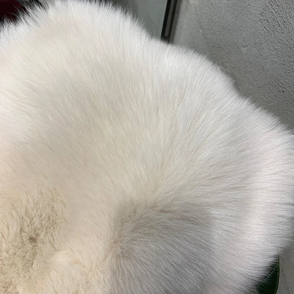 Winter Long Fur Coats Winter Female Natural Fox Fur OutWear Full Pelt Real Fox Fur Jackets with Long Sleeve