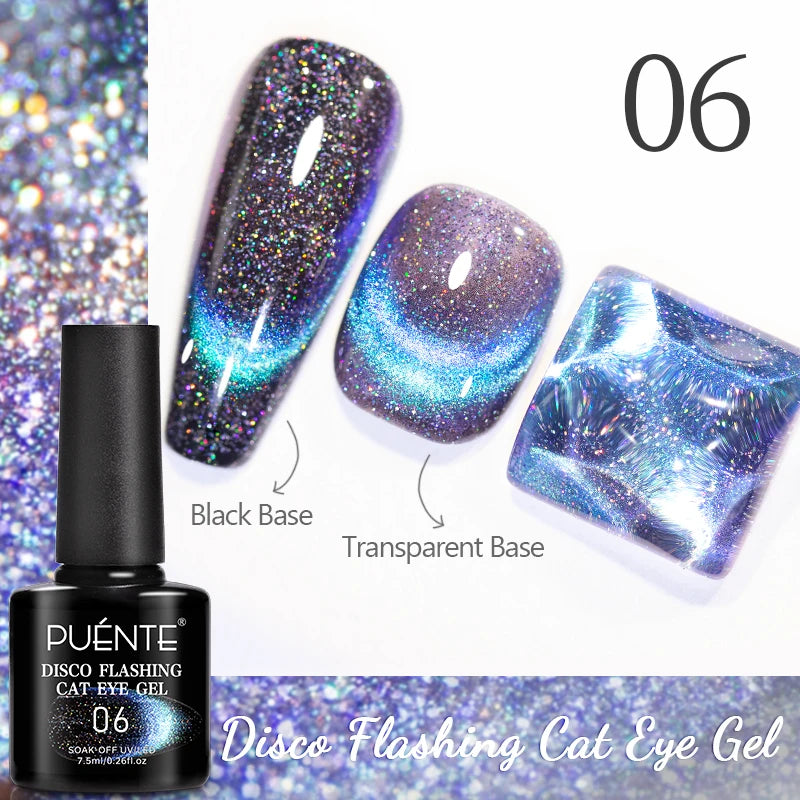 7.5ML Sparkling Reflective Glitter Gel Nail Polish Pink Purple Red Blue Colors Dark Flashing Nail Gel Soak Off UV Nail Varnish