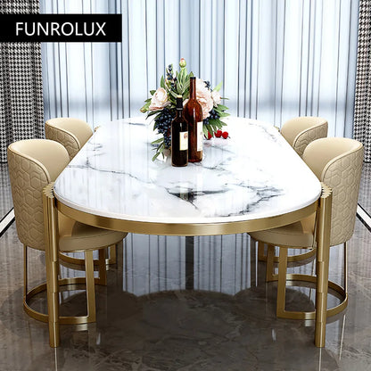 Stainless steel Dining Room Set Home Furniture modern marble dining table | Kimlud Luxury Table