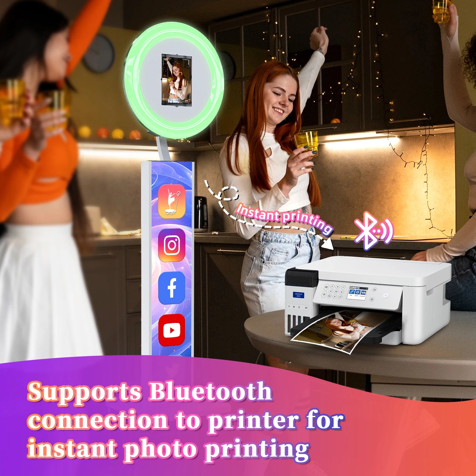 Ipad Photo Booth Machine with Flight Case, Logo Adjustment, Support Software and Remote Control, Suitable for Parties,...