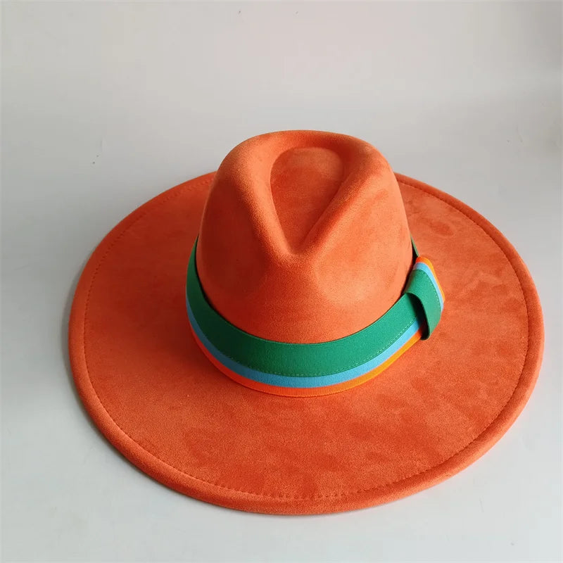 Grayish Brown Suede Hat Wide Brim 2026 NEW Fedora Hat Men Women Autumn Winter Felt Hats Classic Church Fedoras Chapeau...