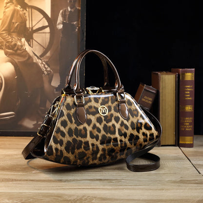 Luxury Designer Shoulder Bag Women Phone Pocket Leopard Pattern Diagonal Cross Bag Patent Leather Glossy Retro Versatile...