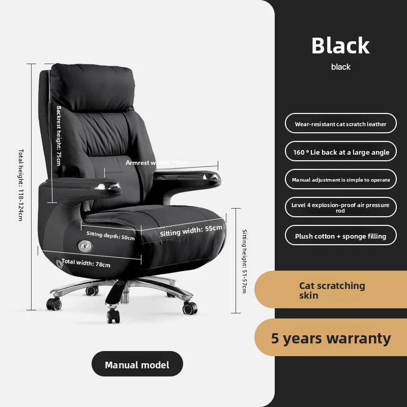 Electric Massage Boss Chair Heated Ventilated Gaming Chair Genuine Leather Executive Computer Seat Luxury Ergonomic Office Chair