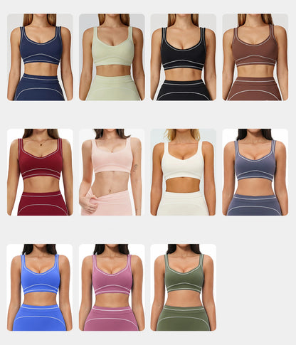 Breathable Yoga Bra Color Contrast Sports Bra Shockproof Gym Fitness Underwear High Strength Workout Top Female Sports...
