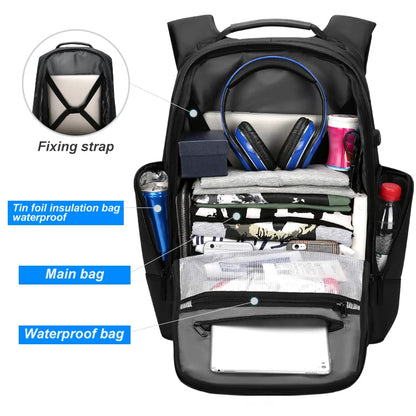 Fenruien Waterproof Backpacks USB Charging School Bag Anti-theft Men Backpack Fit 15.6 Inch Laptop Travel Backpack High Capacity