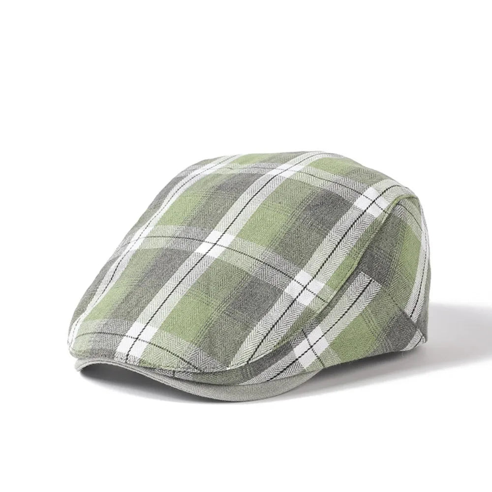 Retro Y2k Plaid Dot Beret Colorful Checkered Pattern Newsboy Cap Visor Fashion Forward Cap Orward Hat