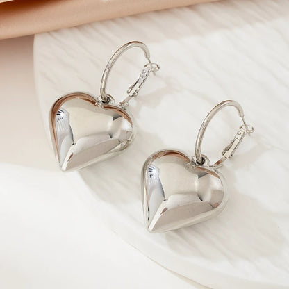 Europe and The United States Fashion Simple Design Love Heart Pendant Earrings Women's Daily Versatile Holiday Jewelry Gifts