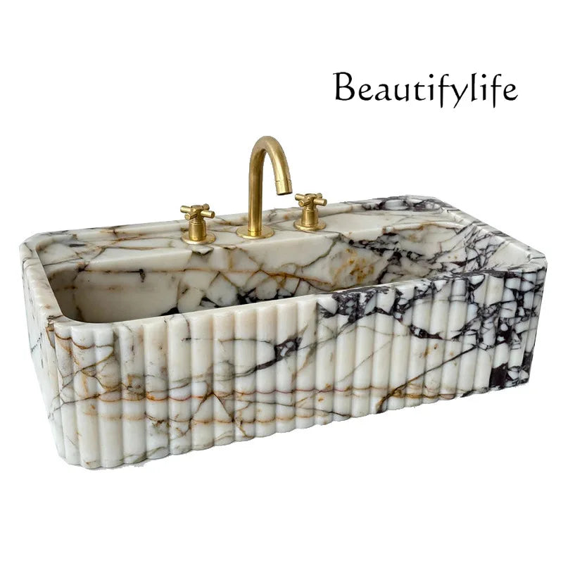 Vanity Corrosion/Heat-Resistant & Easy-Clean  Natural Marble Bathroom Sink Luxury Countertop Basin For Home Custom Stone