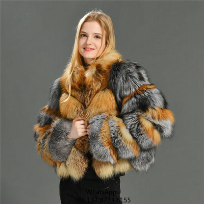High Quality Vintage Design Natural Fox Fur Coats Warm Parka Overcoats Wholesale Luxury Real Red Fox Fur Coat For Women