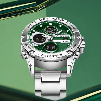 LIGE New Electronic Watches for Men Leather Men Military Sport Waterproof Dual Display Watch Quartz WristWatch Chronograph Clock