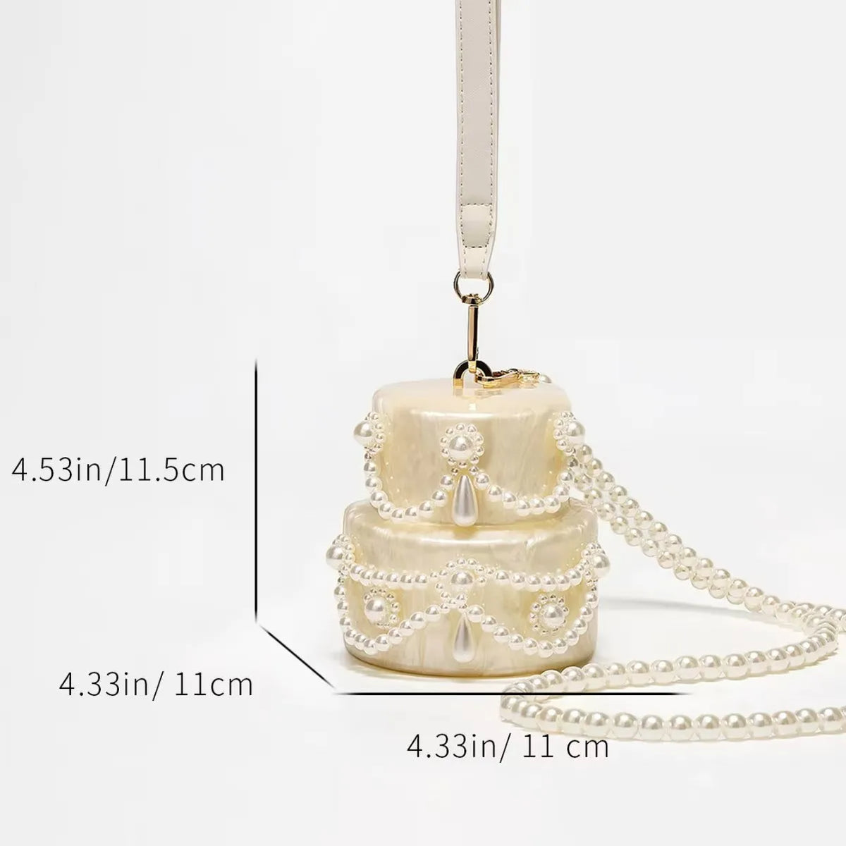 Women Acrylic Cake Bag Cute Pearl Evening Clutch Bag Beading Pearl Purse For Wedding Party Luxury shoulder Handbag Designer Chic - Kimlud