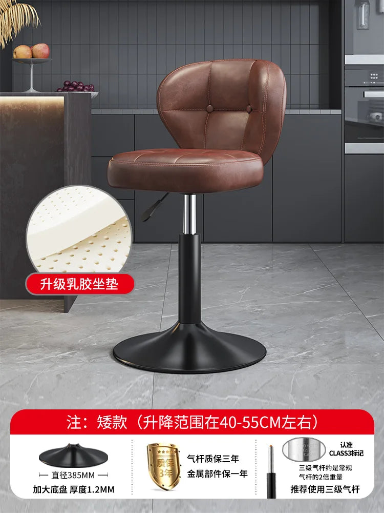 Leather Luxury Designer Bar Stools Minimalist Nordic Counter Gaming Bar Chairs With Back Comfortable Cadeira Trendy Furniture - Kimlud