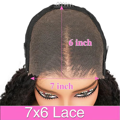 Burmese Curly Human Hair Wig 7x6 Hd Lace 200 Density Glueless Pre Plucked Long Wave Wig For Women Soft Comfortable...