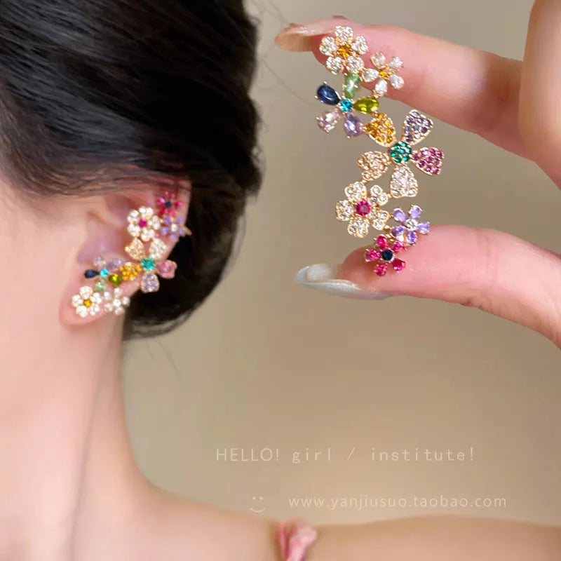Romantic Colorful Zircon Flower Earrings for Women Luxury Metal Little Daisy Earrings Exquisite Wedding Party Jewelry...