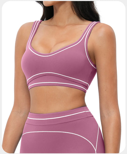 Breathable Yoga Bra Color Contrast Sports Bra Shockproof Gym Fitness Underwear High Strength Workout Top Female Sports...