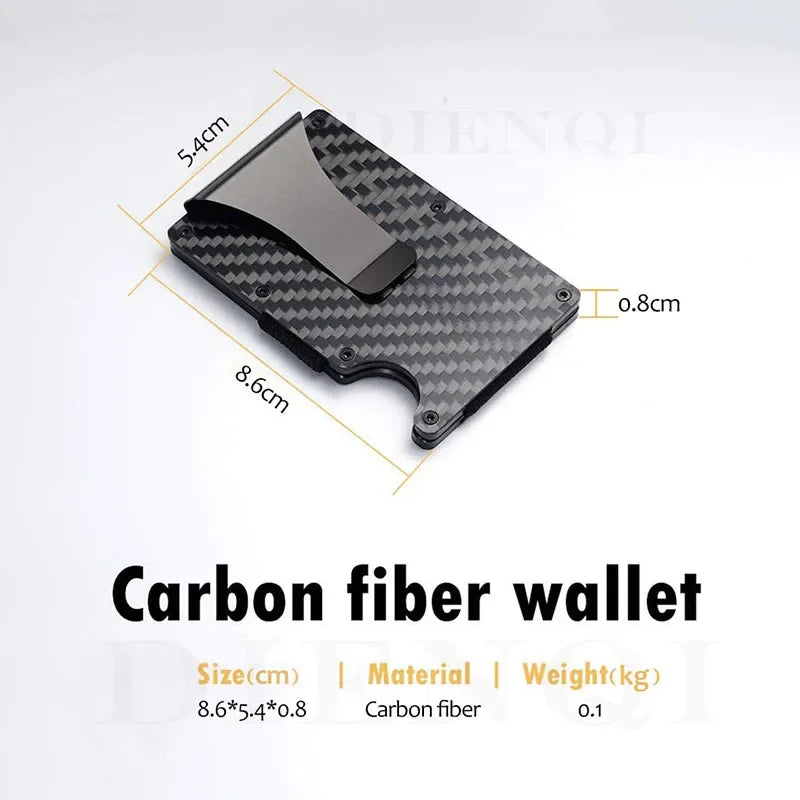 Rfid Carbon Fiber Metal Card Holder Wallets Men Slim Thin Mini Wallet Male Money Bags Small Minimalist Male Purse Walet for Men
