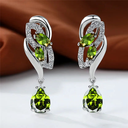 Luxury Female Blue Rainbow Stone Earring Silver Color Clip Earrings For Women Charm Crystal Zircon Wedding Jewelry |...