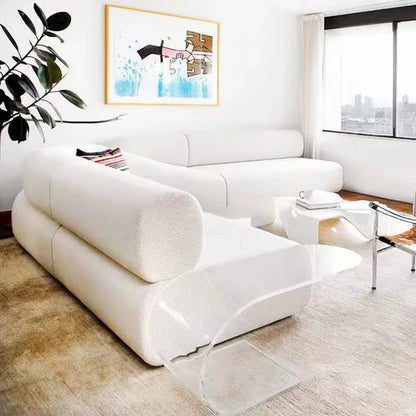 A Nordic simple cream swan flannel soft bag L-shaped solid wood sofa outdoor living room home lobby reception set