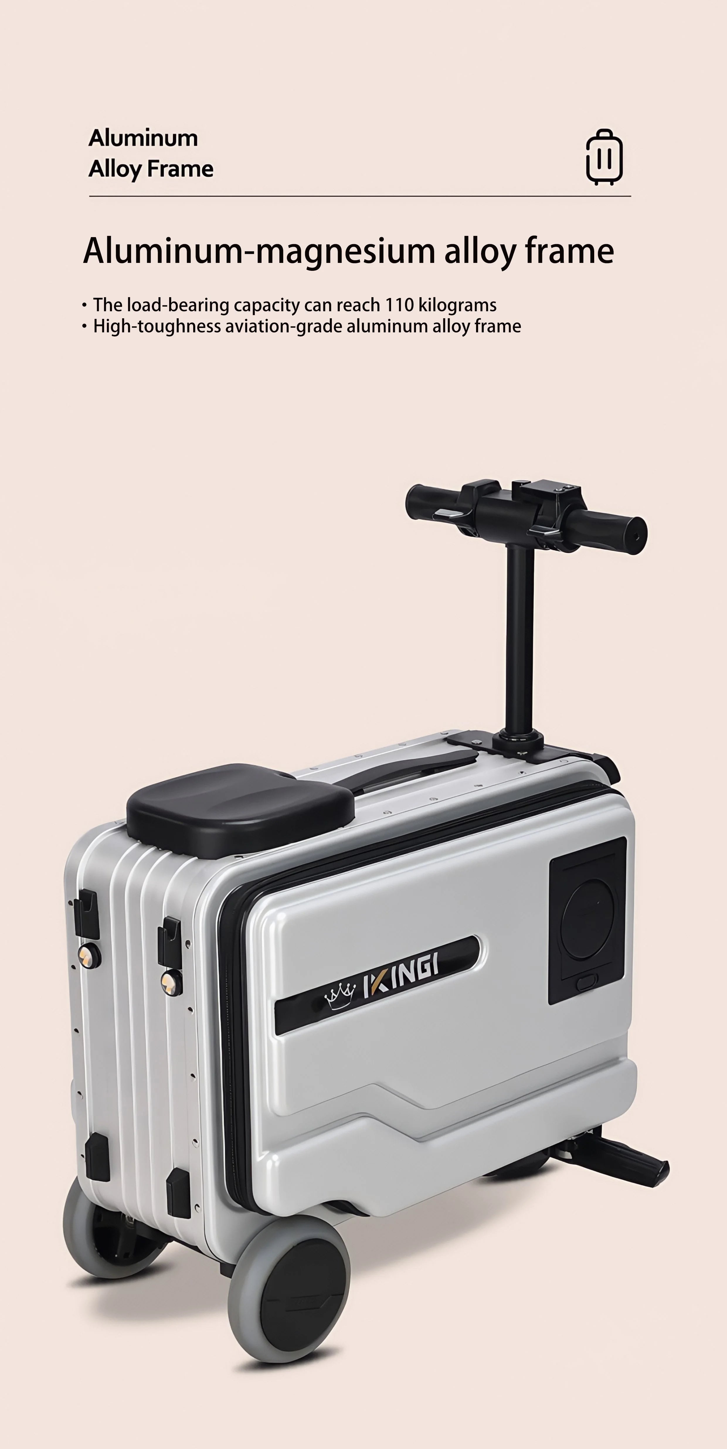 Deluxe Electric Scooter Luggage Children's Cabin Portable Smart Luggage Comfortable Seat Silver Trolley Multipurpose Bag...