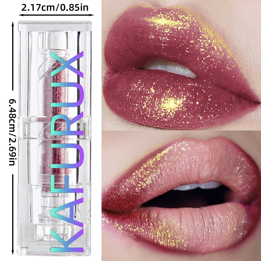 Glitter Lipstick 3 Colors Hydrating Red Rose Sparkling Shine lip Highly Pigmented Lip Tints Finish lip Korean Makeup Gifts