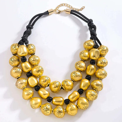 girlgo Zaa 2024 Alloy Flower CCB Beaded Necklace Exaggerated Elegant Banquet Wedding Women’s Jewelry