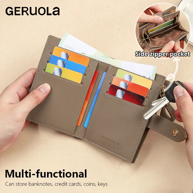 Retro clamshell design minimalist ladies' genuine leather wallet Essential for fashion-forward travel Multiple security...