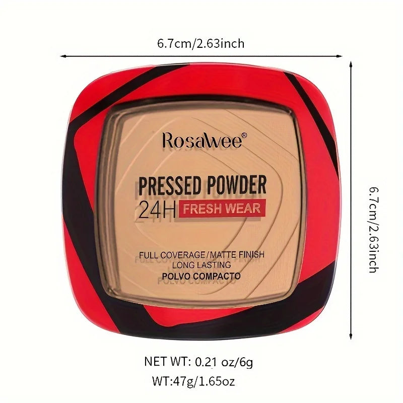 Matte Full Coverage Pressed Powder Foundation With Puff Applicator, 24H Fresh Wear Matte Weightless Finishing Powder...