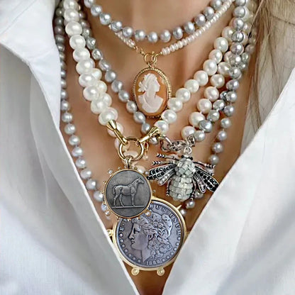 pearl Vintage horse coin Pendant Choker Clavicle Chain Necklace For Women Girl Punk Collares Aesthetic Jewelry Gifts |...