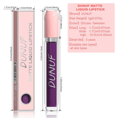 25 Color Velvet Matte Lipstick Liquid Waterproof Sexy Red Matte Lip Glaze Non-Stick Halloween Makeup Not Easy To Fade...