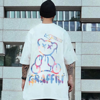 M-8XL Oversized Tshirts New Korean T-shirt Loose Summer Enlarged Round Neck Casual Couple Top Short Sleeve Men's Shirt