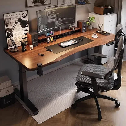 Nordic Office Computer Desks Gaming Table Smart Office Furniture Solid Wood Electric Lift Standing Table Luxury Home Study Table - Kimlud