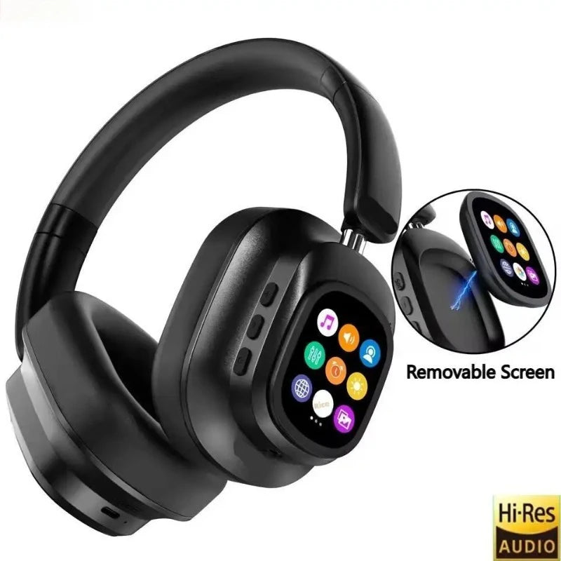 AI LCD Touch Screen Shock Bass Headsets HIFI Sound Wireless Bluetooth Headphones ANC Noise Reduction Gamer Earphones With Mic