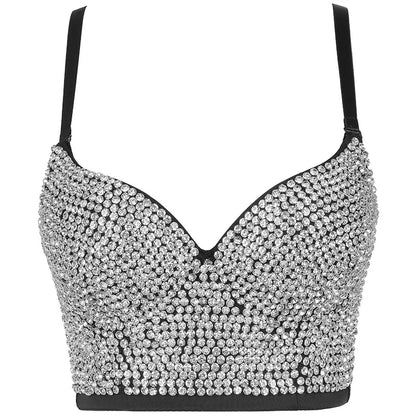 Quality Pearl Tank Tops Rhinestone Women Crop Top Club Clothes Streetwear Y2K Corset Woman Shaper Camis Fashion Feamale Clothing