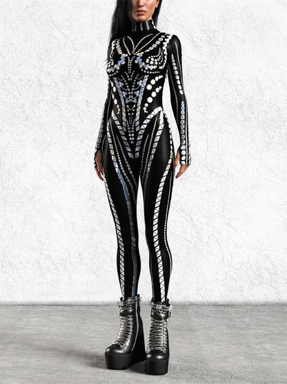 Cyberpunk Future Technology Halloween Carnival Women's Leotard Gothic Cool Jumpsuit 3D Printing Party Role Playing Costume