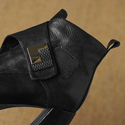 NEW Autumn/Winter Women Boots Genuine Leather Shoes for Women Pointed Toe Chunky Heel Shoe High Heel Modern Boots Platform Shoes