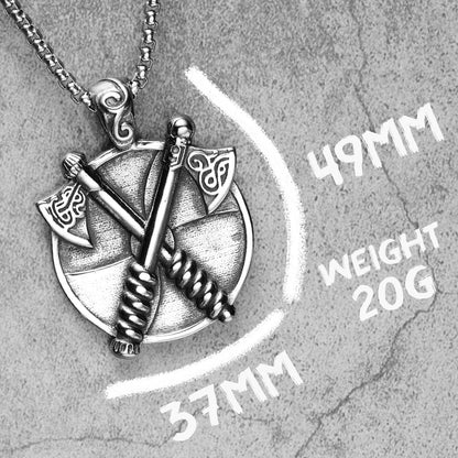 Double Axe Viking Men Necklaces With Pendant Stainless Steel Jewelry Nordic Totem For Male Women Punk Hip Hop Gifts Wholesale