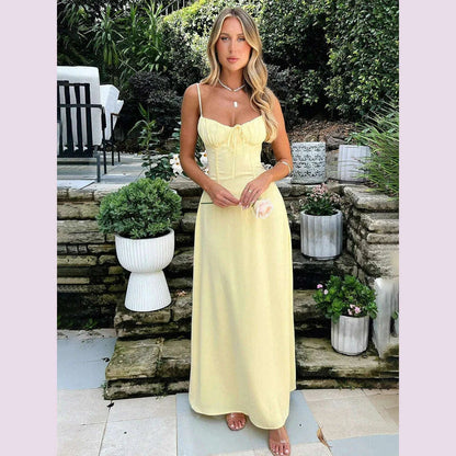 Townlike Elegant Maxi Long Waist Wrap A-line Dress Women Spaghetti Strap 2024 Spring Summer Dress Backless Sexy Party Dresses