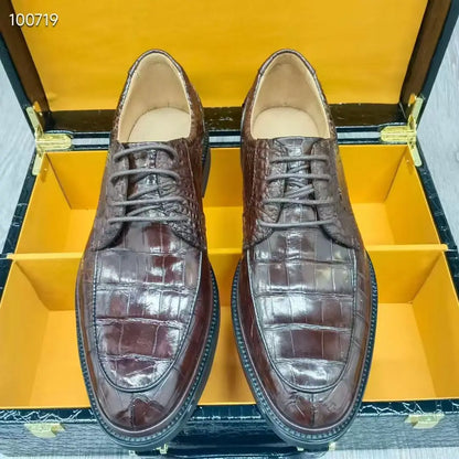 Luxury Crocodile Skin Men's Business Shoe Genuine Real Alligator Leather Brown Top Quality Shoe Leisure Fashion Men ficial Shoe