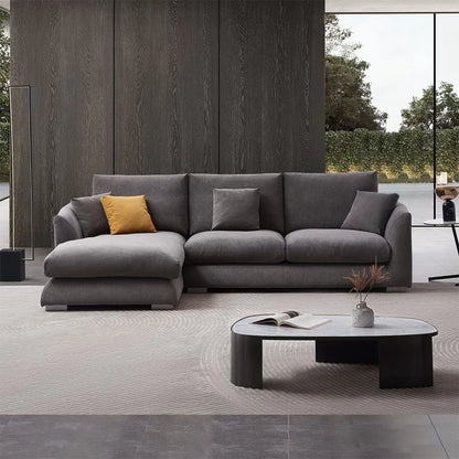 Cloud Down Filled Chaise Sofa Living Room Sofa L-shaped Recliner Sofa Comfortable Cloud Sofa Linen Sofa Removable...