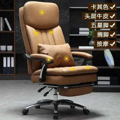 Executive Seat Office Chair Leather Study Wheels Modern Hand Relax Armchairs Library Fashion Cadeira Presidente Office Furniture - Kimlud