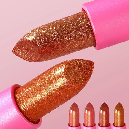 6 Colors Glitter Lipstick Hydrating Red Pink Sparkling Shine Lip Color Highly Pigmented Lip Tints Metallic Finish Lip...