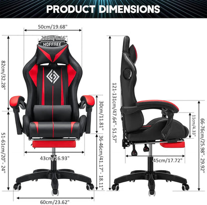 RGB Gaming Chair Bluetooth Speakers and LED Lights Ergonomic Massage Computer Game Chair with High Back Music Video Game Chair
